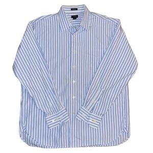 J.Crew Dress Shirt L Blue Stripes White Muti-color Business Dress Casual EUC